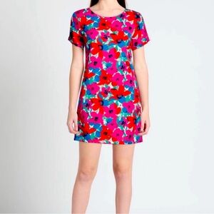 LILI SIDONIO by MOLLY BRACKEN Red, Pink, Green Floral Short Dress